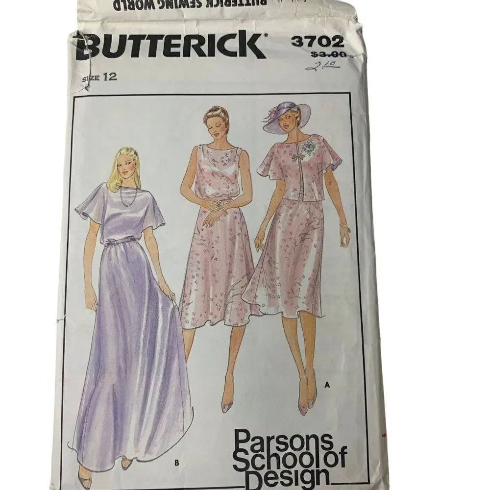 Vintage Butterick 3702 Pattern Misses 8-20 Mother of Bride Dress Jacket Uncut
